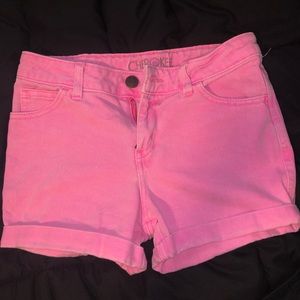 pink jean shorts
